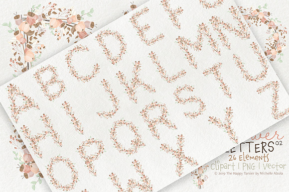 Flower Letters 02BI07 Floral Clipart in Illustrations - product preview 2