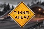 Scratched Tunnel Ahead Sign Decal