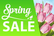 spring sale with tulips and grass an