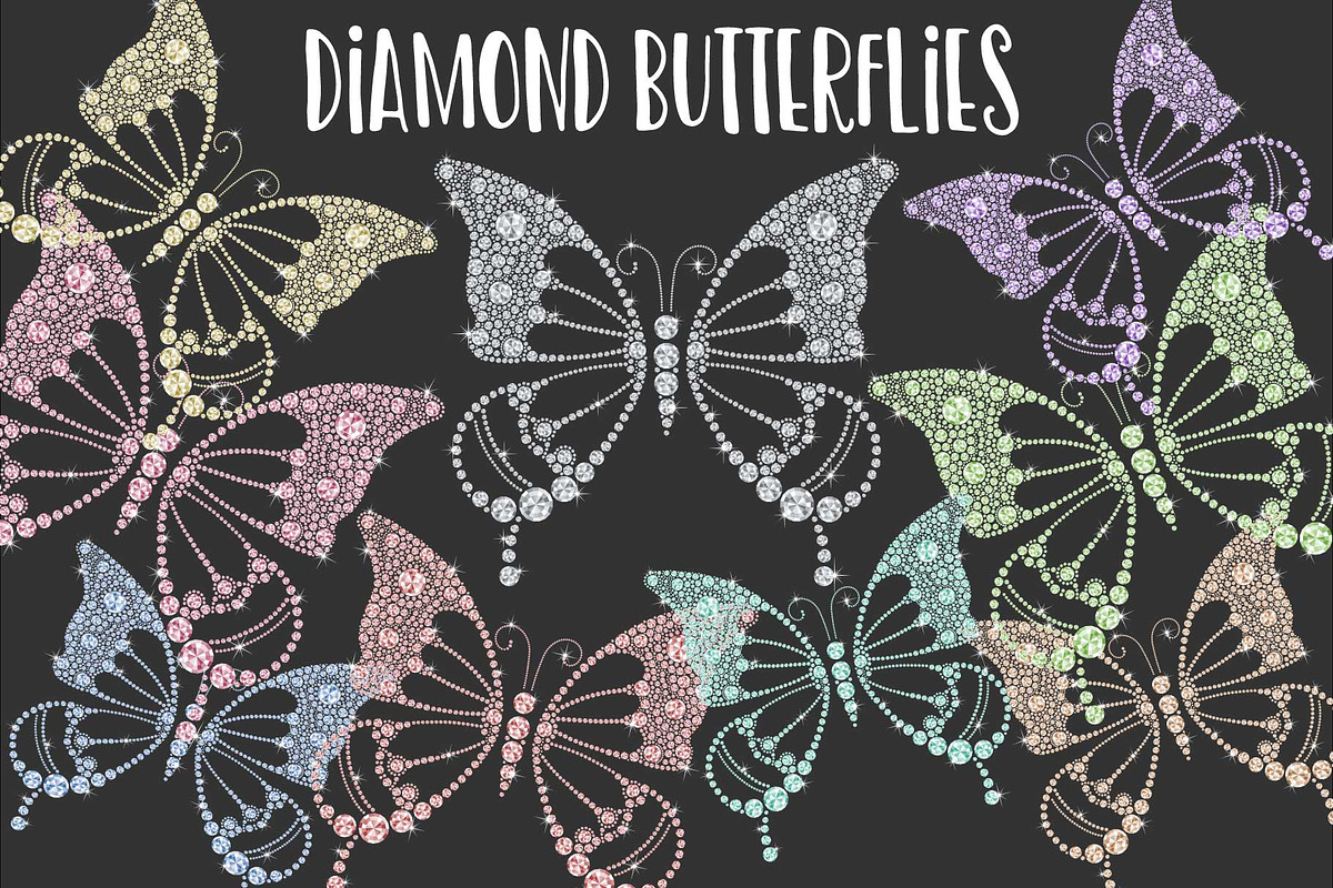 Diamond Butterflies in Web Elements - product preview 8