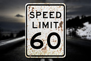 Grunge Speed Limit 60 Sign Decal