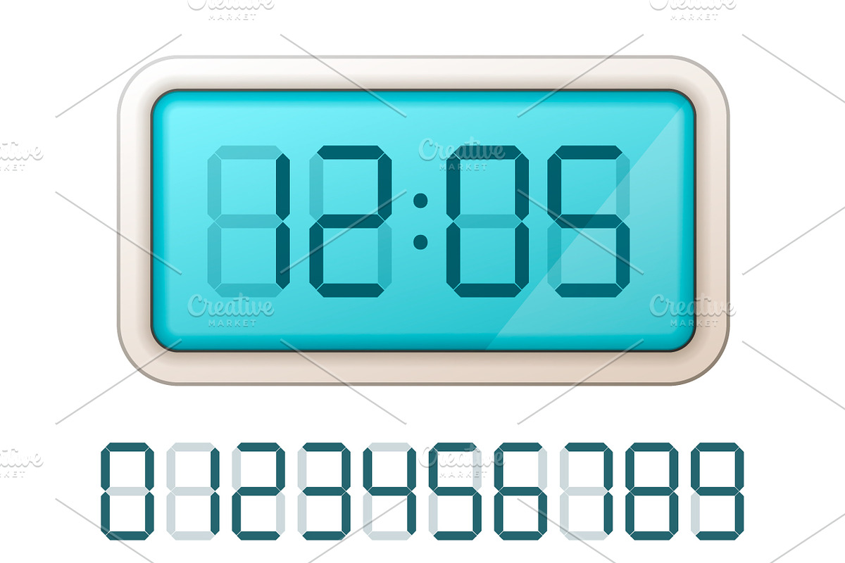 Blue digital clock display in Objects - product preview 8