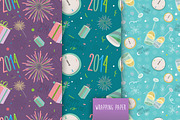Happy New year vector pattern set