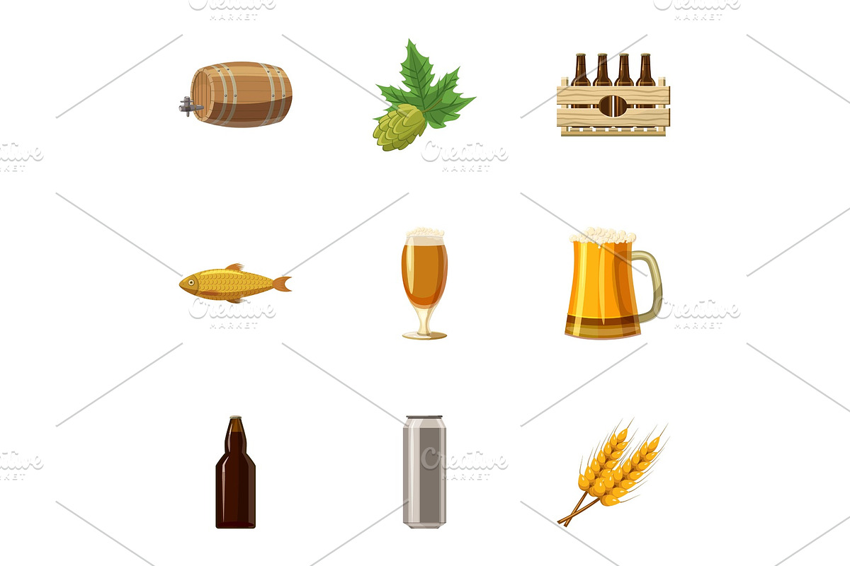 Folk festival of beer icons set in Illustrations - product preview 8