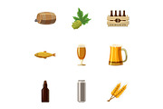 Folk festival of beer icons set