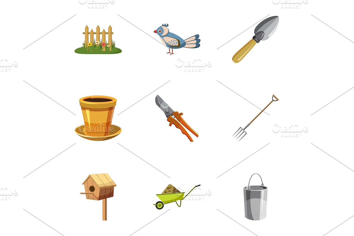 Farm icons set, cartoon style in Illustrations - product preview 8