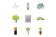 Natural environment icons set