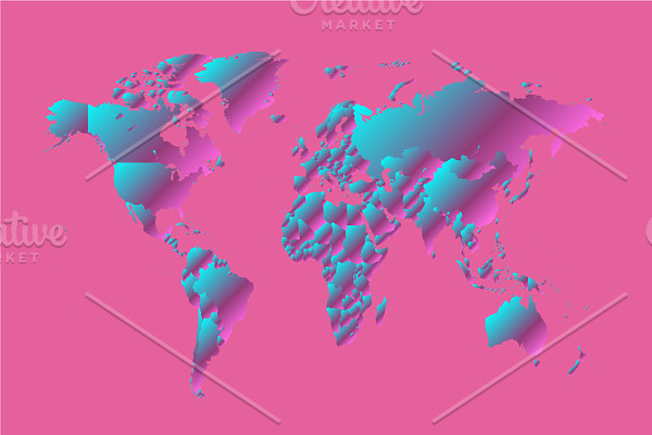 World map pink neon gradient modern 