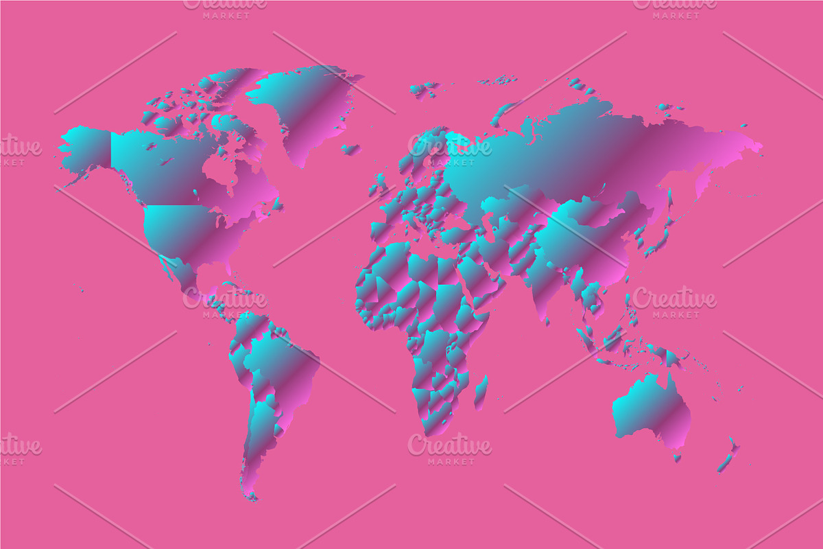 World map pink neon gradient modern  in Graphics - product preview 8