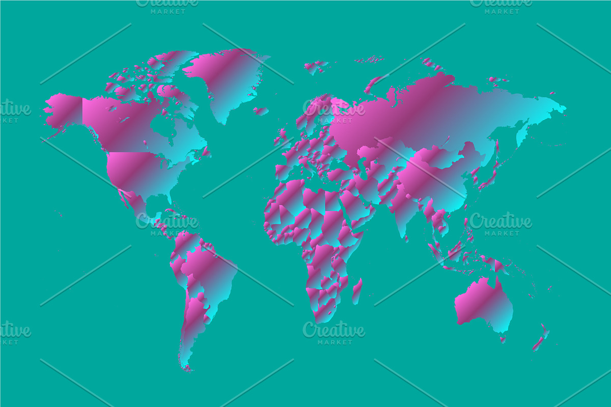 World map pink and green neon gradie in Graphics - product preview 8