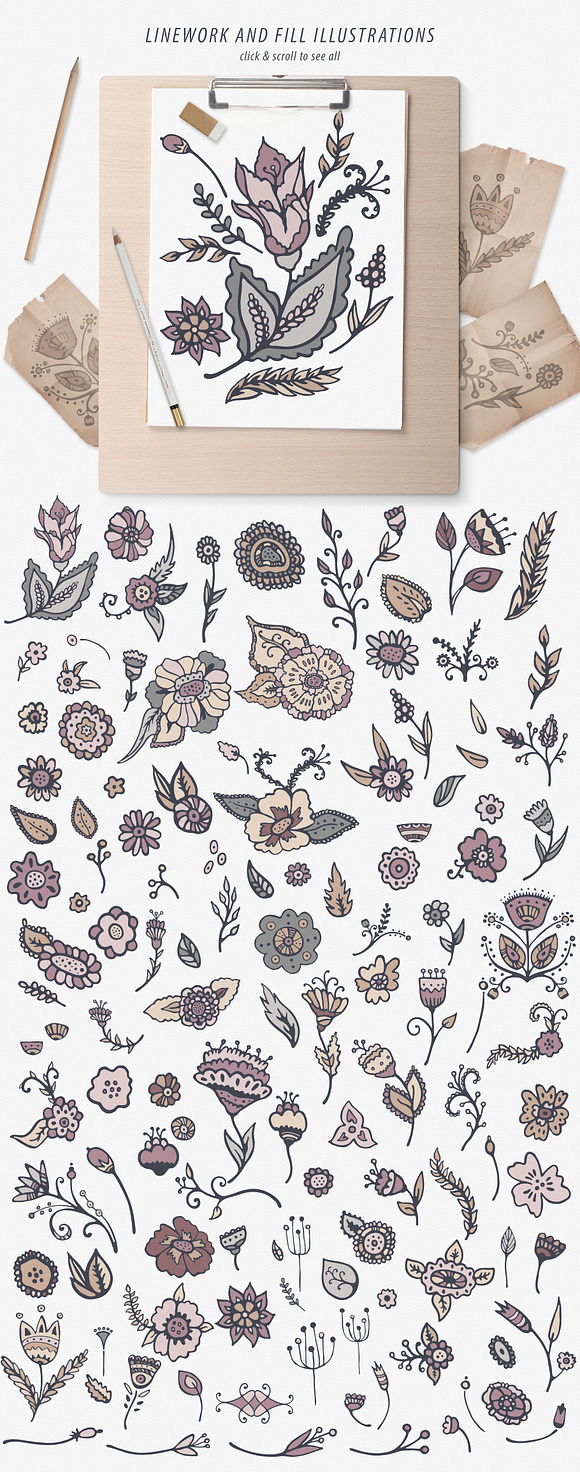 Folk Floral Patterns & Illustrations in Patterns - product preview 7