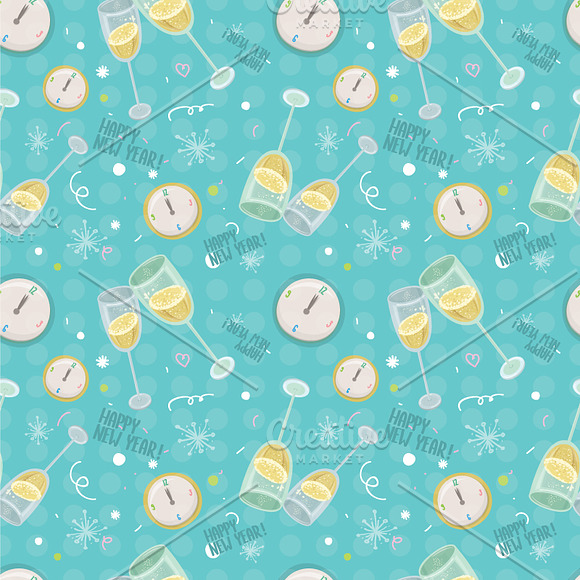 Happy New year vector pattern set in Patterns - product preview 3