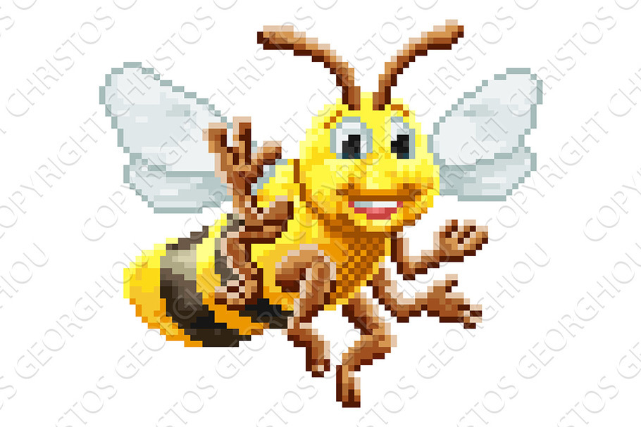 Honey Bee 8 Bit Pixel Game Art