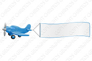 Airplane Pulling Banner Cartoon
