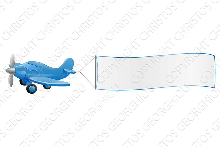 Airplane Pulling Banner Cartoon in Illustrations - product preview 8