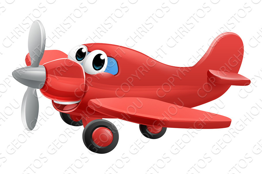 Airplane Cartoon Character in Illustrations - product preview 8