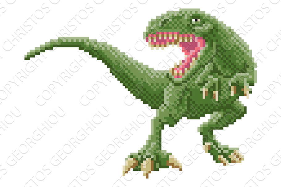 Dinosaur Trex 8 Bit Pixel Art Arcade in Illustrations - product preview 8