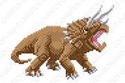 Dinosaur Triceratops Pixel Art