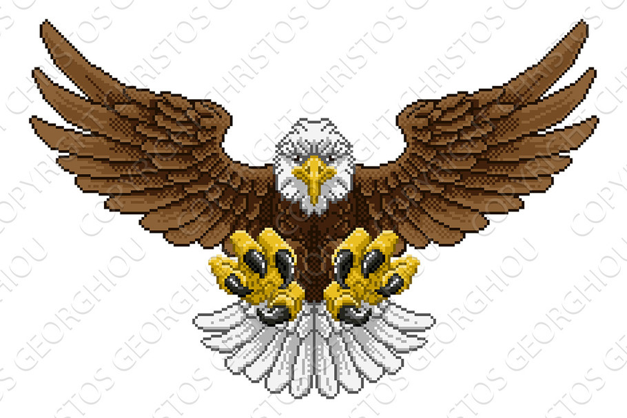 Eagle Pixel Art Arcade Game Cartoon in Illustrations - product preview 8