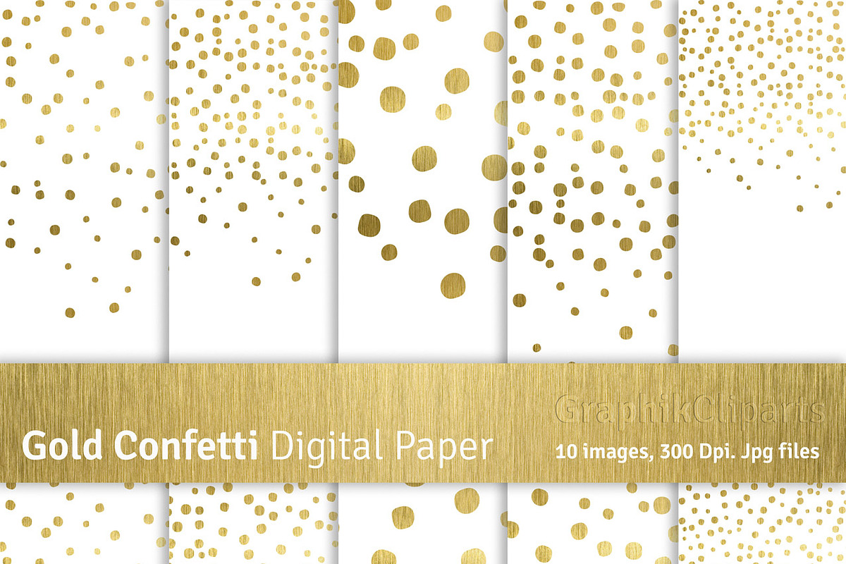 Gold Confetti Digital Papers-Png+Jpg in Textures - product preview 8
