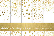 Gold Confetti Digital Papers-Png+Jpg