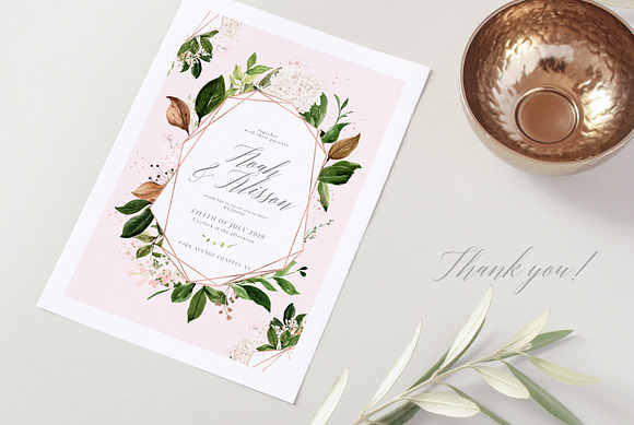 Rose Gold & Greenery Geometric Set in Illustrations - product preview 6