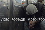 Homeless man in subway train hiding