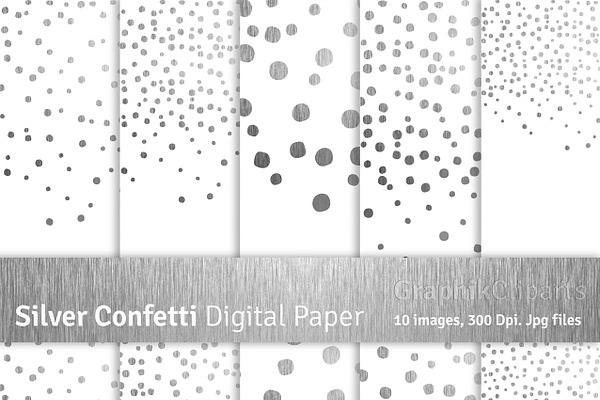 Silver Confetti Digital Papers