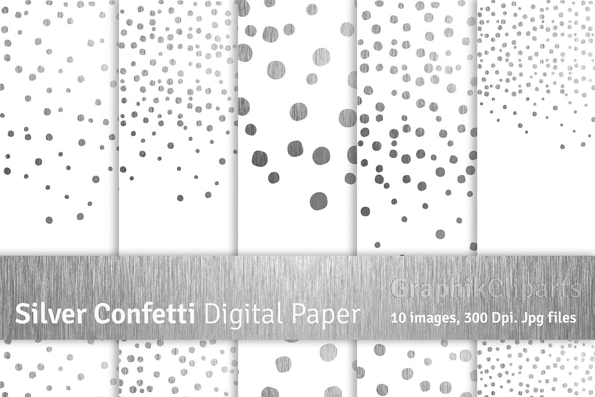 Silver Confetti Digital Papers in Textures - product preview 8
