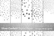 Silver Confetti Digital Papers