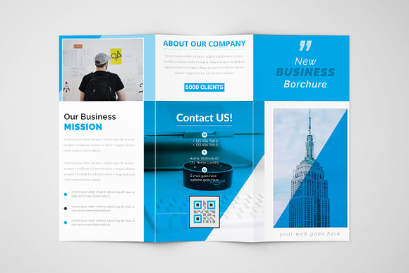 Business Blue Trifold Brochure in Brochure Templates - product preview 1