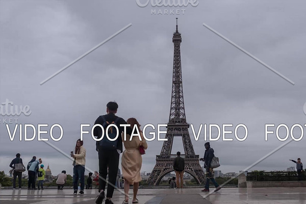 People observing Eiffel Tower from