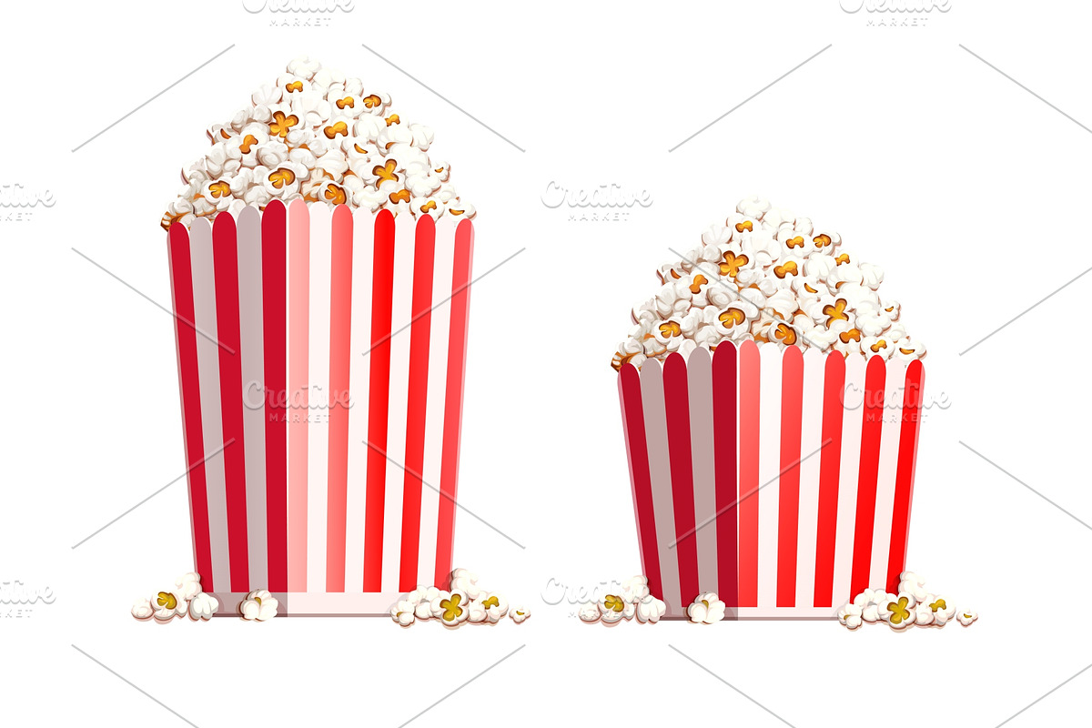 Paper bag full of popcorn. Vector. in Illustrations - product preview 8