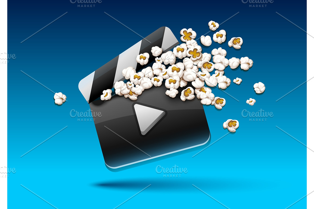 Cinema clapper with popcorn film. in Illustrations - product preview 8