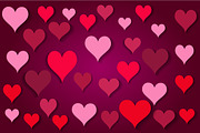 Pink hearts background wih shadows, 