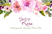 Heritage Rose- Watercolor Clip Art