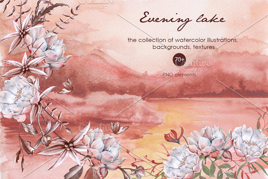 evening lake in Illustrations - product preview 8
