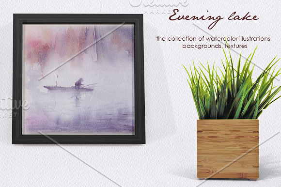 evening lake in Illustrations - product preview 1