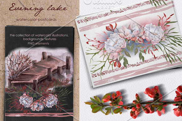 evening lake in Illustrations - product preview 4