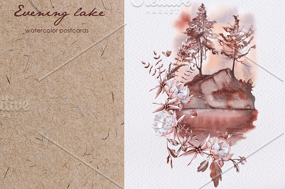 evening lake in Illustrations - product preview 6