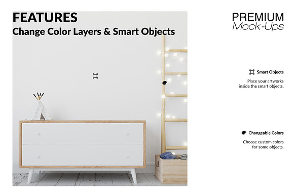 Kids Room Wall and Frames Set in Product Mockups - product preview 5