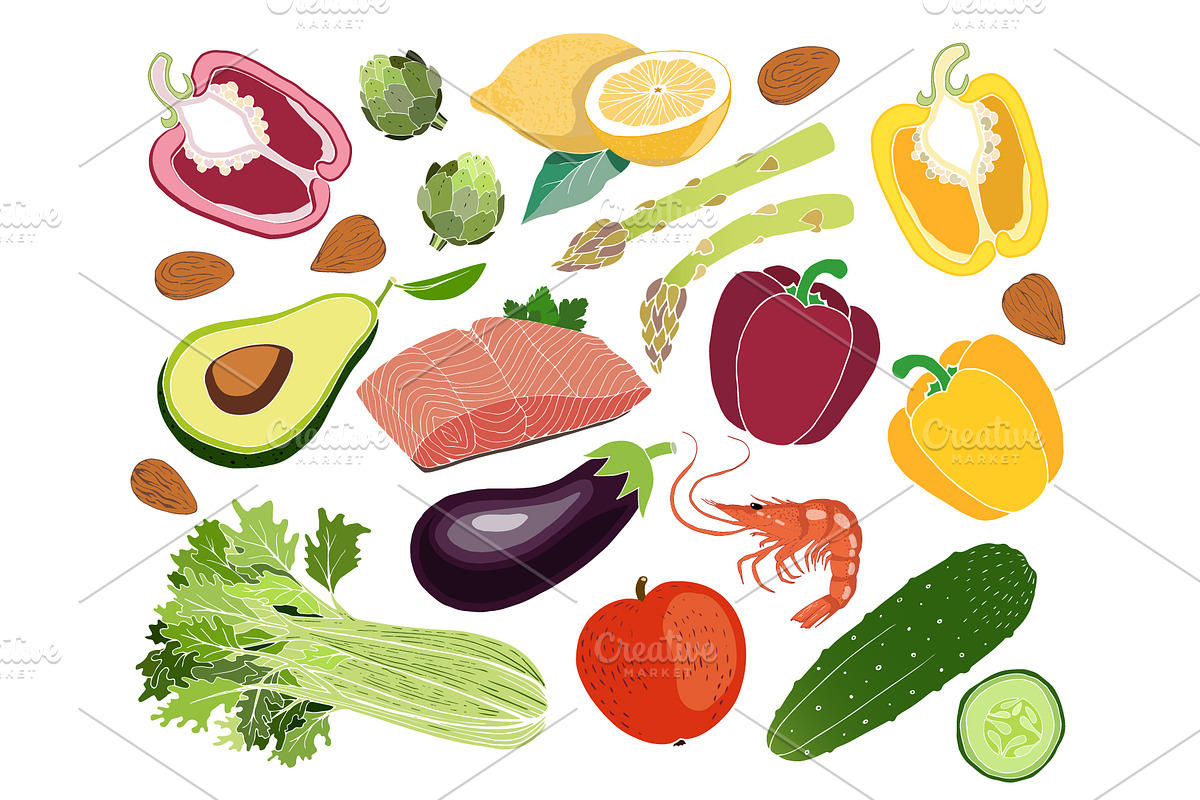 Healthy food set in Illustrations - product preview 8