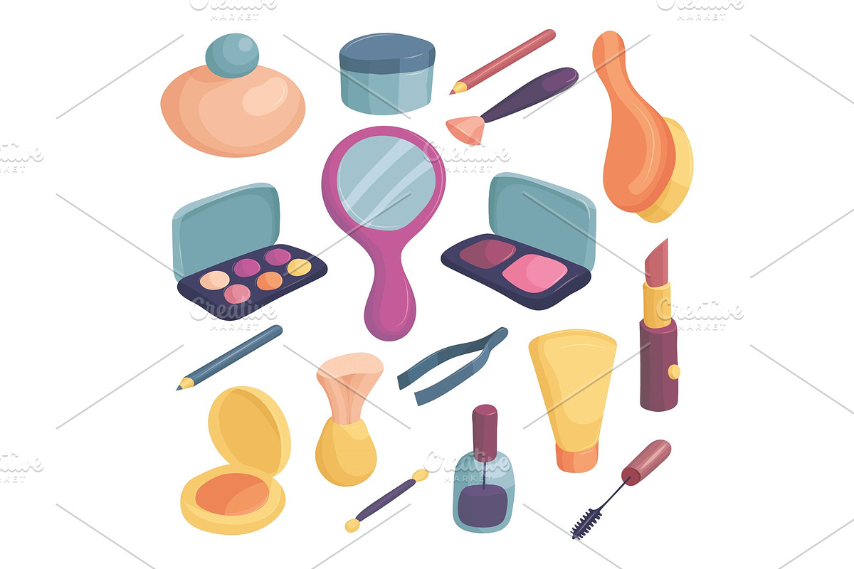 Cosmetics icons set, cartoon style in Illustrations - product preview 8
