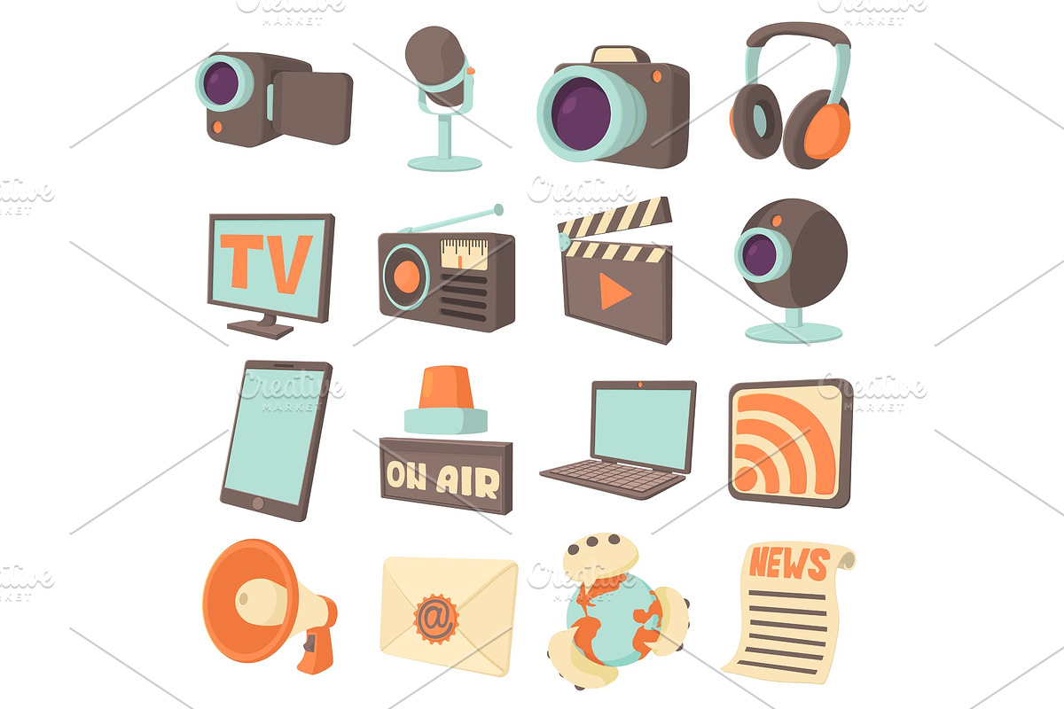 Media communications icons set in Illustrations - product preview 8
