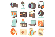 Media communications icons set
