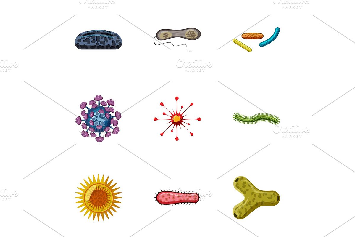 Disease icons set, cartoon style in Objects - product preview 8