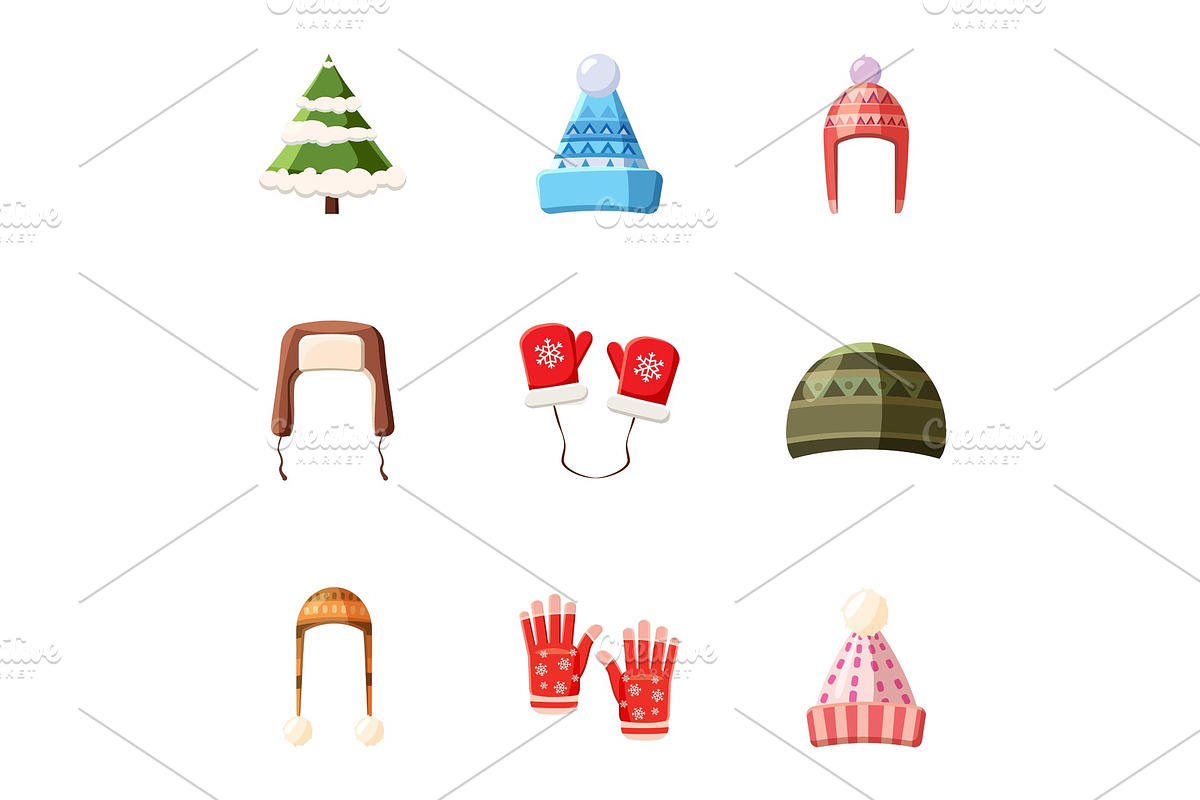 Winter outfits icons set, cartoon in Illustrations - product preview 8