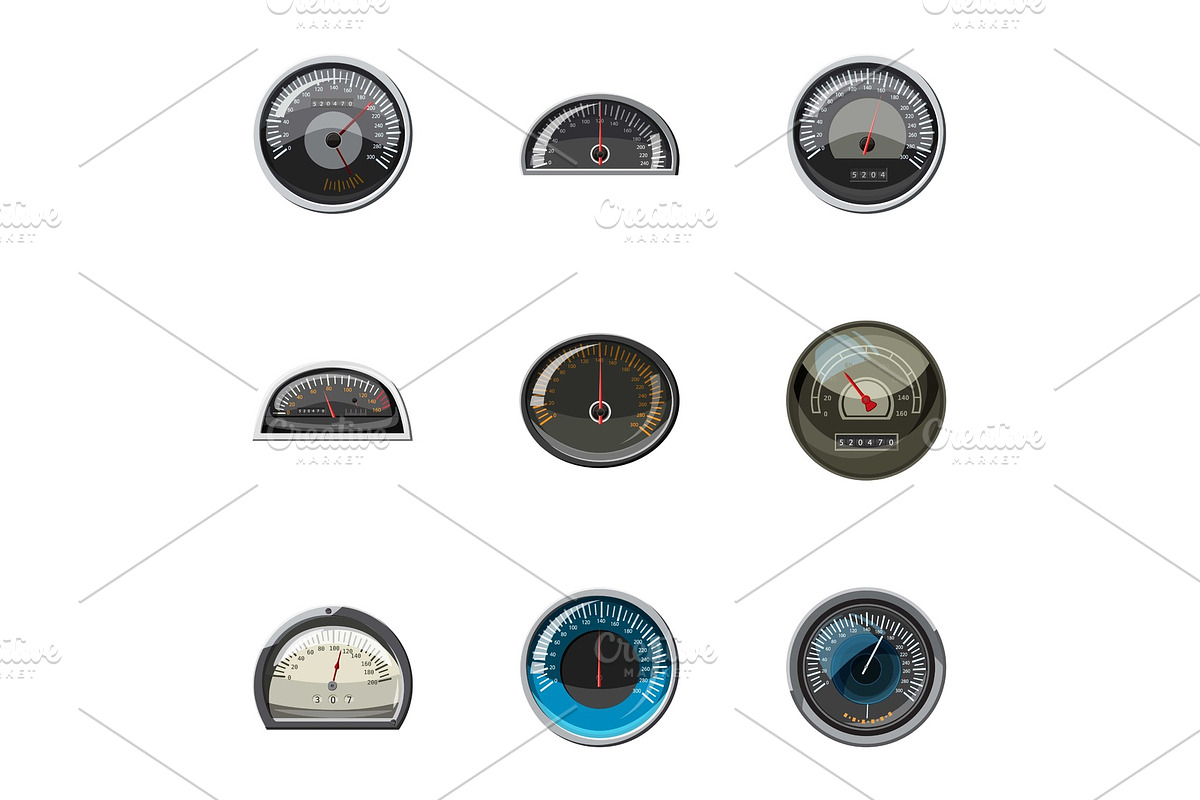 Speedometer for transport icons set in Illustrations - product preview 8