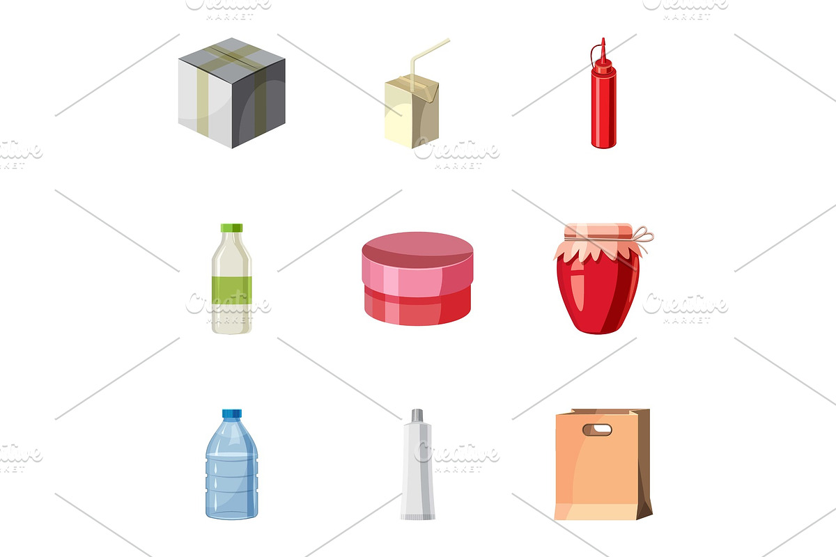 Package icons set, cartoon style in Objects - product preview 8
