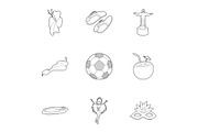 Country Brazil icons set, outline